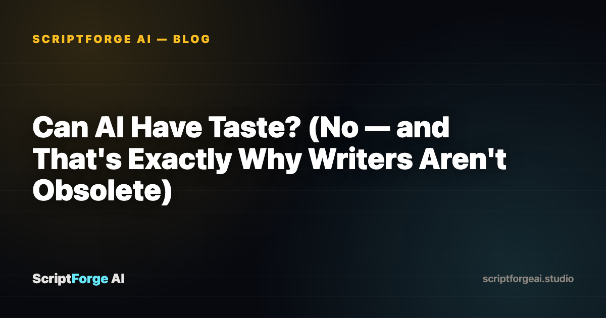 Can AI Have Taste? (No — and That's Exactly Why Writers Aren't Obsolete)