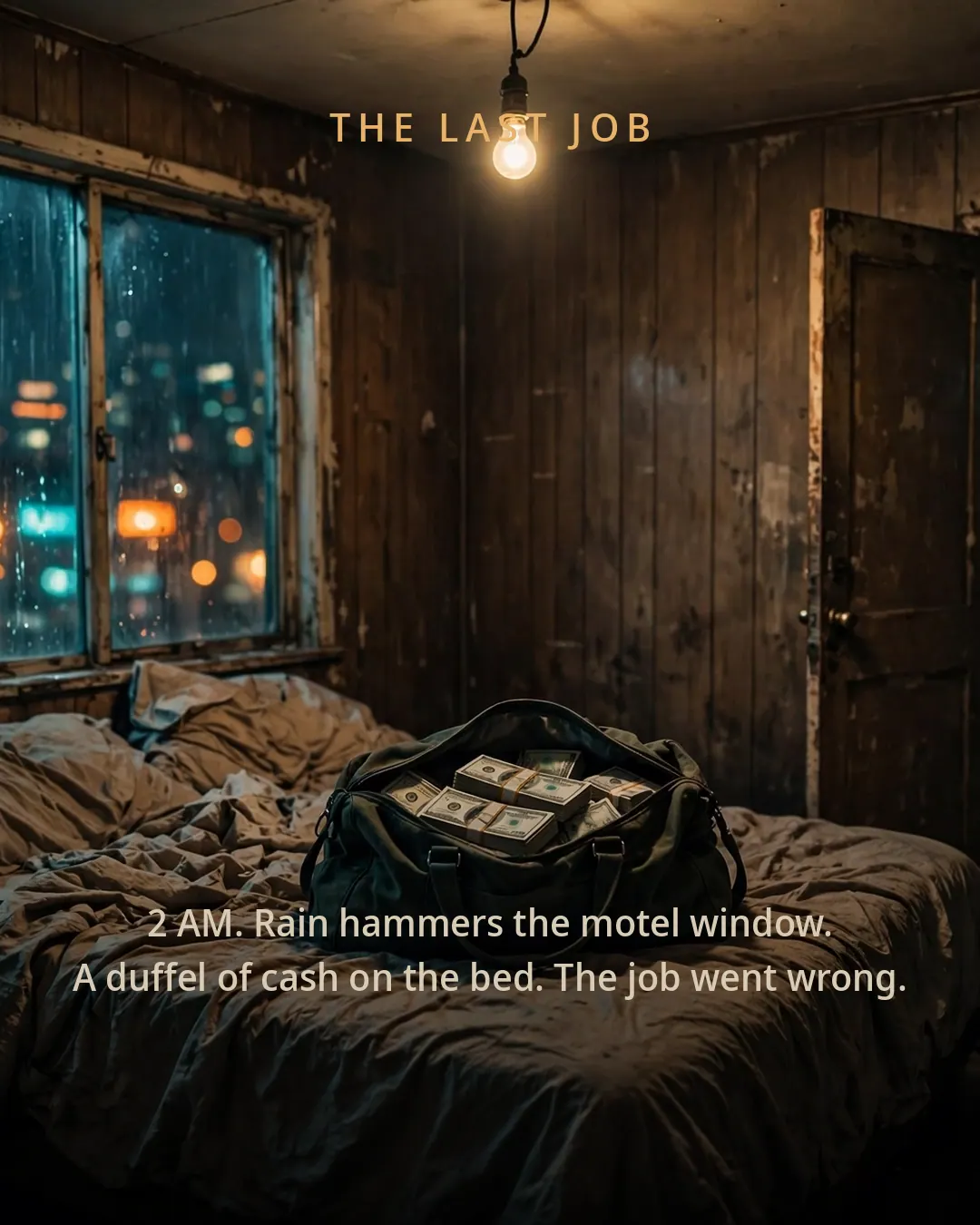 The Last Job. 2 AM. Rain hammers the motel window. A duffel of cash on the bed. The job went wrong.