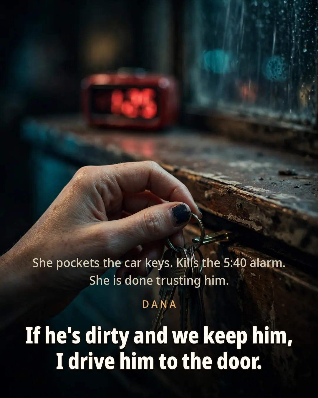 Dana: "If he's dirty and we keep him, I drive him to the door."